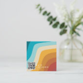 Abstracte golven voor kleurrijke regenboogregenbog vierkante visitekaartje (Staand voorkant)