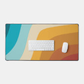 Abstracte golven voor kleurrijke Retro-regenboogre Bureaumat (Keyboard & Muis)