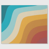 Abstracte golven voor kleurrijke Retro-regenboogre Cadeaupapier (Vlak)