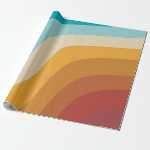 Abstracte golven voor kleurrijke Retro-regenboogre Cadeaupapier
