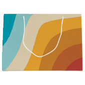 Abstracte golven voor kleurrijke Retro-regenboogre Groot Cadeauzakje (Voorkant)