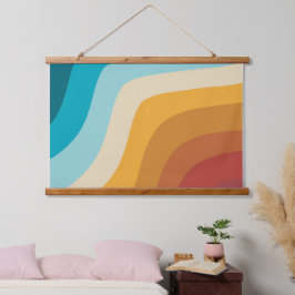 Abstracte golven voor kleurrijke Retro-regenboogre Hangend Wandkleed