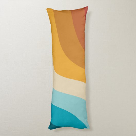 Abstracte golven voor kleurrijke Retro-regenboogre Lichaamskussen (Achterkant (Verticaal))