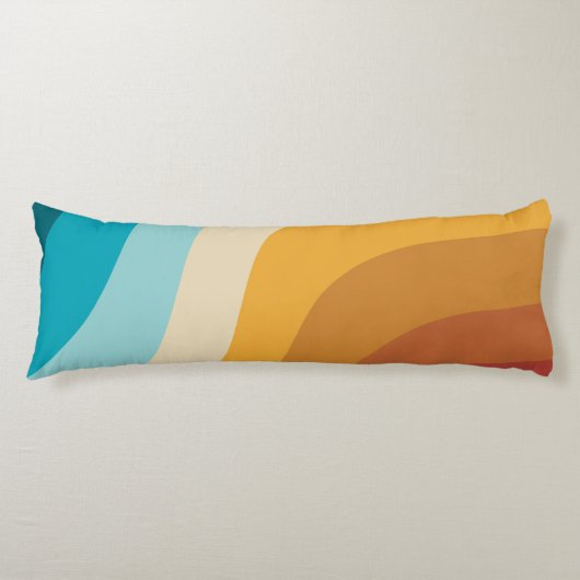 Abstracte golven voor kleurrijke Retro-regenboogre Lichaamskussen (Voorkant)