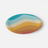 Abstracte golven voor kleurrijke Retro-regenboogre Papieren Bordje (Gekanteld)