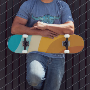 Abstracte golven voor kleurrijke Retro-regenboogre Persoonlijk Skateboard