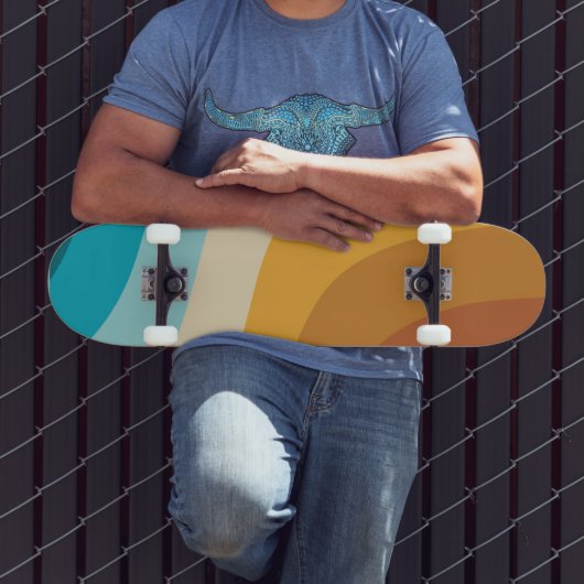 Abstracte golven voor kleurrijke Retro-regenboogre Persoonlijk Skateboard (Buiten 3)