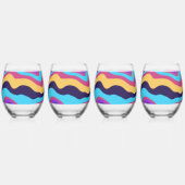 Abstracte golven wijnglas zonder voet (Achterkant)