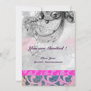 ABSTRACTE GOLVEN, Zwart Wit, Fuchsia Roze Trouwdag Kaart
