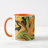 Abstracte golvende golven van herfstkleuren mok (Links)