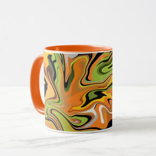 Abstracte golvende golven van herfstkleuren mok (Voorkant links)