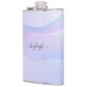 Abstracte golvende lijnen Roze Blauwe fles Heupfles (Links)