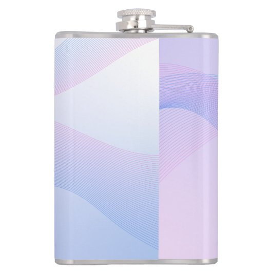 Abstracte golvende lijnen Roze Blauwe fles Heupfles (Achterkant)