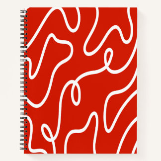 Abstracte golvende lijnkunst Vette Rode Minimalist Notitieboek