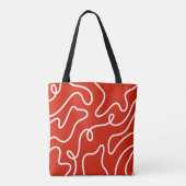 Abstracte golvende lijnkunst Vette rode minimalist Tote Bag (Achterkant)