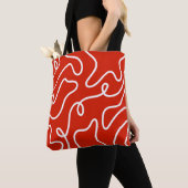 Abstracte golvende lijnkunst Vette rode minimalist Tote Bag (Dichtbij)