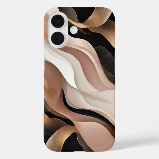 Abstracte golvende patronen met elegante goud Case-Mate iPhone case (Achterkant)