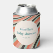 Abstracte golvende streep aqua perzik aangepaste B Blikjeskoeler (Blikje Voorkant)