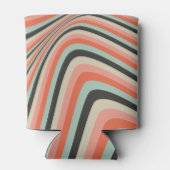 Abstracte golvende streep aqua perzik aangepaste B Blikjeskoeler (Achterkant)