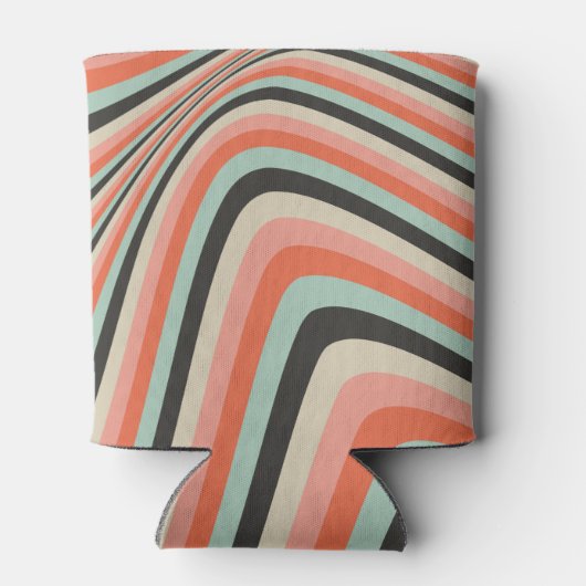 Abstracte golvende streep aqua perzik aangepaste B Blikjeskoeler (Achterkant)