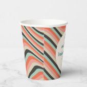 Abstracte golvende streep aqua perzik aangepaste B Papieren Bekers (Rechts)