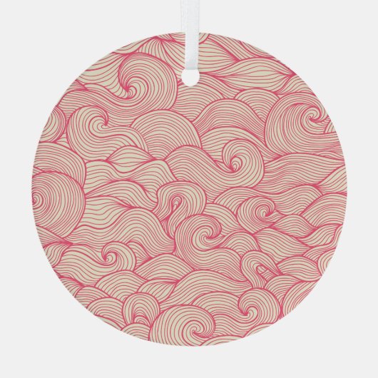 Abstracte golvende streken,  patroon. glas ornament (Achterkant)