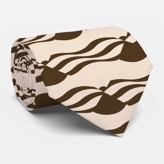 abstracte golvende strepen grafisch ontwerp beige stropdas (Opgerold)