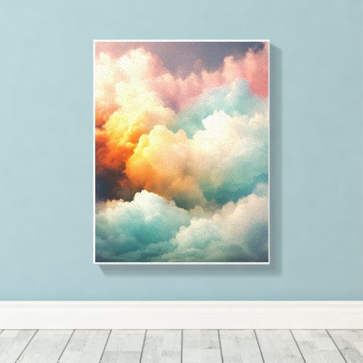 Abstracte golvende wolken Canvas Print (Insitu (Houten vloer))
