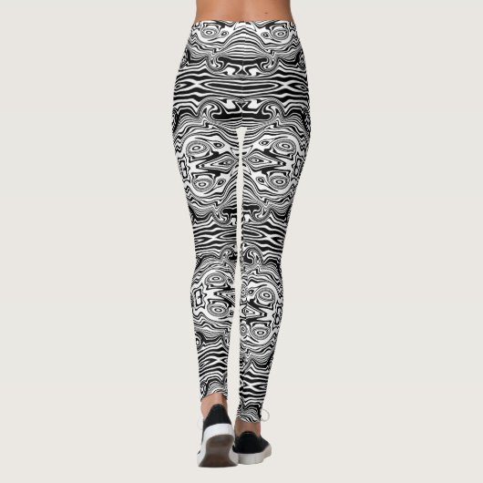 Abstracte golvende zwart witte Leggings Kies kleur (Achterkant)