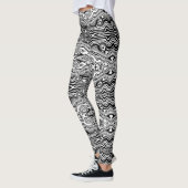 Abstracte golvende zwart witte Leggings Kies kleur (Links)