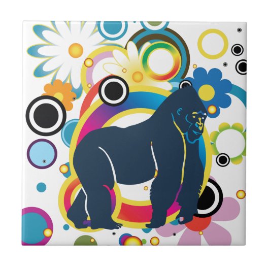 Abstracte Gorilla Ceramic Tile Tegeltje (Voorkant)