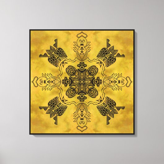 Abstracte Gothic Tribal Line Tekening Herhalingspa Canvas Afdruk (Voorkant)