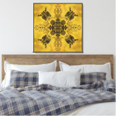 Abstracte Gothic Tribal Line Tekening Herhalingspa Canvas Afdruk (Insitu (Slaapkamer))