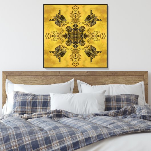 Abstracte Gothic Tribal Line Tekening Herhalingspa Canvas Afdruk (Insitu (Slaapkamer))