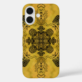 Abstracte Gothic Tribal Line Tekening Herhalingspa iPhone 16 Hoesje