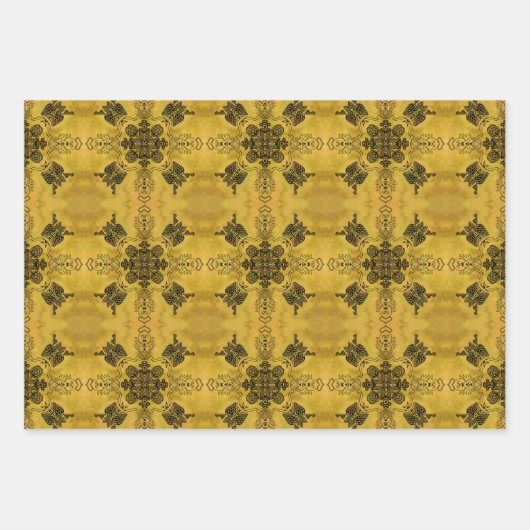 Abstracte Gothic Tribal Line Tekening Herhalingspa Inpakpapier Vel (Voorkant 3)