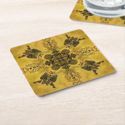 Abstracte Gothic Tribal Line Tekening Herhalingspa Kartonnen Onderzetters (Schuin)