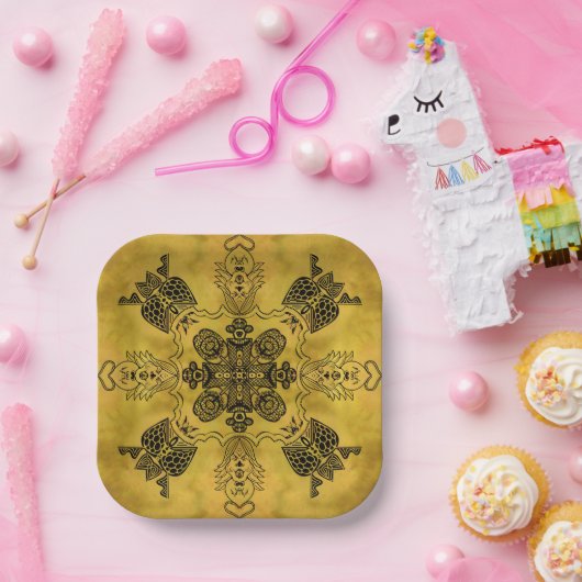 Abstracte Gothic Tribal Line Tekening Herhalingspa Papieren Bordje (Feest)