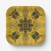 Abstracte Gothic Tribal Line Tekening Herhalingspa Papieren Bordje (Voorkant)