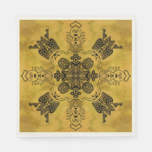 Abstracte Gothic Tribal Line Tekening Herhalingspa Servet (Voorkant)