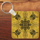 Abstracte Gothic Tribal Line Tekening Herhalingspa Sleutelhanger (Voorkant)