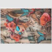Abstracte Gotische Gargouille Blauwe Vlinder Decou Tissuepapier (Voorkant)