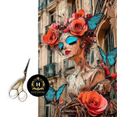 Abstracte Gotische Gargoyle Blue Butterfly Decoupa Tissuepapier