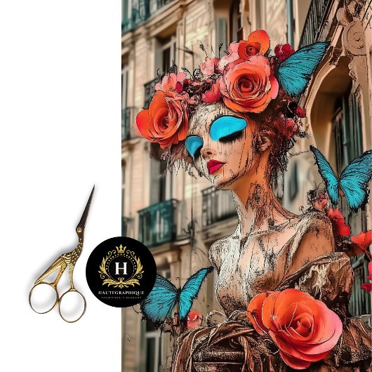 Abstracte Gotische Gargoyle Blue Butterfly Decoupa Tissuepapier