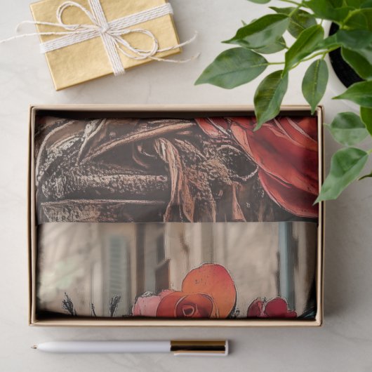 Abstracte Gotische Gargoyle Blue Butterfly Decoupa Tissuepapier (Geschenk)