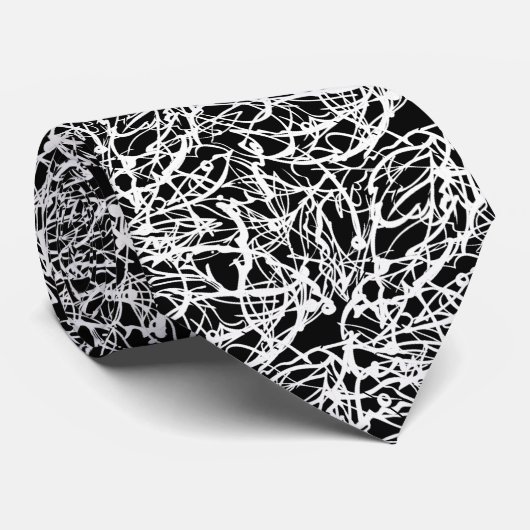 Abstracte gotische lijnen laat modern zwart wit ac stropdas (Opgerold)