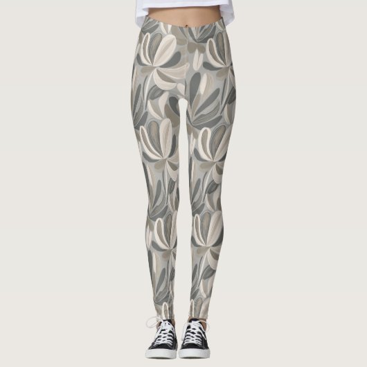 Abstracte Gouache Bloemcompositie Leggings (Voorkant)