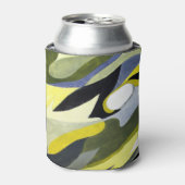 Abstracte Gouache compositie: geel, grijs, zwart. Blikjeskoeler (Blikje Voorkant)