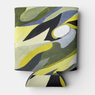 Abstracte Gouache compositie: geel, grijs, zwart. Blikjeskoeler