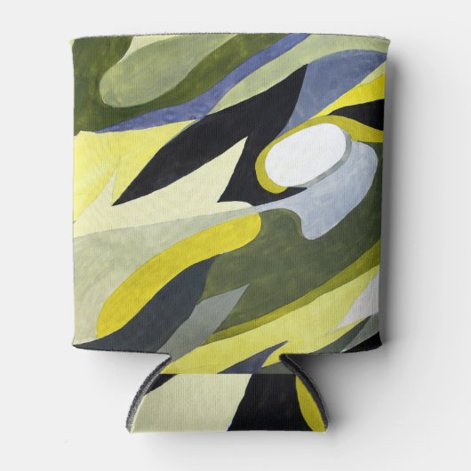 Abstracte Gouache compositie: geel, grijs, zwart. Blikjeskoeler (Voorkant)